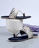 NZS Threadwork Detailed Floral Designed Kolhapuri Sandals - Black