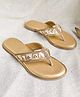 NZS Handcrafted Stone Embellished Mirror Work Detailed Sandals - Golden