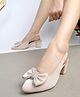 NZS Bow Applique Detailed Stone Embellished Slingback Heel Sandals - Cream