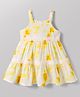 Babyhug Cotton Woven Sleeveless Abstract Printed Frock - White