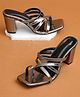 NZS Metallic Strap Detailed Block Heels Sandals - Grey