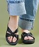 NZS Bow Designed Solid Sandals - Black