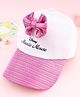 Babyhug Disney Cotton Woven Summer Cap With Minnie Mouse Graphics & Bow Applique Multicolor - Diameter 17 cm