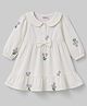 Babyhug Cotton Woven Full Sleeves Floral Embroidered Frock wth Peter Pan Collar - White