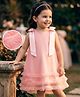 Kookie Kids Woven Sleeveless Solid Party Wear Frock With Bow Applique & Frill Detailing - Peach