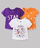 Doodle Poodle Single Jersey Knit T-Shirts Half Sleeves Printed Pack of 3 - Violet White & Orange