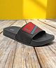 TRV Brand Name Printed & Colour Blocked Anti Slip Sliders - Grey