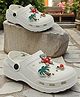 TRV Teddy & Tree Applique Detailed Perforated Slingback Clogs - White
