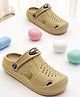 TRV Solid Perforated Slingback Clogs - Beige