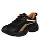 TRV Colour Blocked Abstract Designed Lace Up Shoes - Black