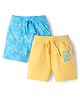 Doodle Poodle 100% Cotton Knit Knee Length Shorts with Tree Print Pack of 2 - Blue & Yellow