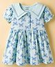 CUCUMBER Sinker Knit Half Sleeves Butterfly Printed Shirt Style Frock - Light Blue