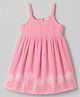 Babyhug Cotton Woven Sleeveless Palm Tree Embroidered Frock - Pink