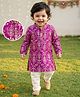 EARTHY TOUCH 100% Cotton Knit Full Sleeves Floral Foil Printed Kurta & Pyjama Set - Purple