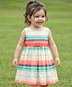 Babyhug Cotton Woven One Piece Dresses/Frocks Sleeveless Round Neck Striped White 4-5 Years