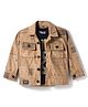 Dapper Dudes Woven Full Sleeves Corduroy Printed Jacket With Inner Tee - Khaki