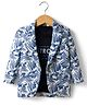 Dapper Dudes Woven Full Sleeves Doodle Printed Blazer With Typographic Tee - Blue