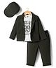 Dapper Dudes Full Sleeves Textured Blazer With Typographic Tee Cap & Trouser Set - Olive Green