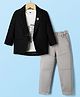 Dapper Dudes Woven Full Sleeves Textured Blazer With Typographic Tee & Pant Set - Black