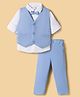 Babyhug Knit Full Sleeves Stretchable Solid 3 Piece Party Suit With Bow - Light Blue