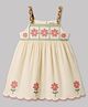 Babyhug Cotton Woven Sleeveless Floral Embroidered Frock- White