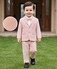 Babyhug Knit Full Sleeves Stretchable Solid 3 Piece Party Suit With Bow - Light Peach