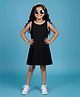 Kiddopanti Cotton Knit Sleeveless Solid Dress - Black