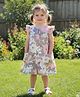 melon Linen Woven Half Sleeves Frock With Floral Print - Pink