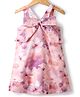 melon Satin Woven Sleeveless One Piece Dress With Floral Print & Applique - Purple