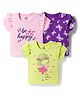 Doodle Poodle 100% Cotton Single Jersey Knit Half Sleeves Printed Tops Pack of 3 - Violet Limegreen & Pink