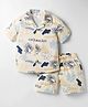 Simply Premium Cotton Woven Half Sleeves Shirt & Shorts Co-ord Set With Leaf Print - Blue