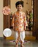 Desi Soota Cotton Woven Full Sleeves Giraffe Printed Kurta & Dhoti Set - Cream
