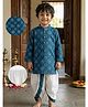 Desi Soota Cotton Woven Full Sleeves Abstract Printed Kurta & Dhoti Set - Navy Blue