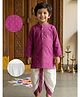 Desi Soota Cotton Woven Full Sleeves Floral Printed Kurta & Dhoti Set - Purple
