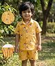 Desi Soota Cotton Woven Half Sleeves Tiger Printed Coordinating Shirt & Shorts Set - Mustard