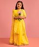 Vastramay Cotton Cambric Woven Three Fourth Sleeves Bandhani Printed & Lace Embellished Lehenga & Choli With Dupatta Set - Yellow