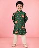 Vastramay Rayon Woven Full Sleeves Pichwai Printed Kurta With Pyjama Set - Green