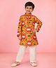 Vastramay Muslin Woven Full Sleeves Pichwai Printed Kurta Pyjama Set - Yellow