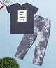 RAINE AND JAINE Cotton Knit Half Sleeves Sleep Less Dream More Text Printed Tee & Pajama Night Suit - Blue