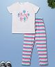 RAINE AND JAINE Cotton Knit Half Sleeves Dreams Star Text Printed Tee & Pajama Night Suit - Multi Colour