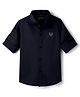 Ruff Satin Woven Full Sleeves Solid Colour Shirt - Navy Blue