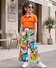 OLLINGTON ST. Girls Cotton Knit Half Sleeve Top & Printed Culottes - Multicolour