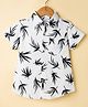 Ruff Twill Woven Half Sleeves Leaf Printed Shirt - White