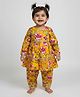 Baby Moo Cotton Woven Full Sleeves Floral Printed Kurta & Pant Set - Yellow