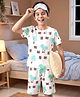 Pine Kids Cotton Knit Half Sleeves Beach Theme Printed Co -ords T-Shirt & Shorts Night Suit - White