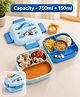 Bonfino Kids Insulated House Shape Stainless Steel Lunch Box 750ml + 150ml - Blue | 3 Compartments with Multi-Section Tray| Dip Container| Spoon with Smart Slot| BPA-Free | School & Travel Friendly
