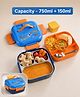 Bonfino Kids Insulated House Shape Stainless Steel Lunch Box 750ml + 150ml - Dark Blue| 3 Compartments with Multi-Section Tray| Dip Container| Spoon with Smart Slot|BPA-Free | School & Travel Friendly