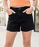 Pine Kids Cotton Woven Solid Knee Length Shorts - Black