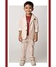 LITTLE COLLARS Cotton Woven Full Sleeves Striped Coordinating Blazer & Pant With Tee Set - Rust