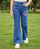 Pine Kids Woven Ankle Length Butterfly Printed Flared Jeans - Blue